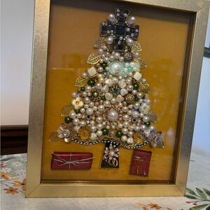 Elegant Gold Framed Holiday Tree in Shadow Box